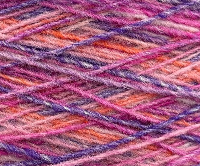 Di.Vè Art. Moira Nm 3.5 – Garn aus Schurwolle und Acryl col. Rosa–Fuchsia–Koralle–Violett–Lila, Farbverlauf